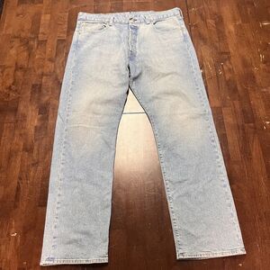 LEVIS 501 Jeans Mens 38x32 Button Fly Classic Blue Stonewashed